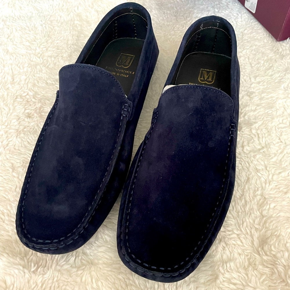 New in box - mens size 11 bluish/black suede loafers. Never worn. Kept in box.